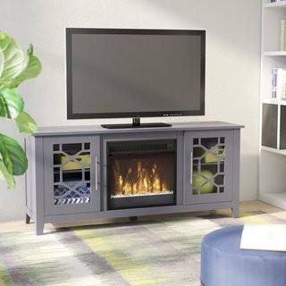 Three Posts Jennings 54 TV Stand with Optional Fireplace - Blk (THPS3974_24362684_24362685)