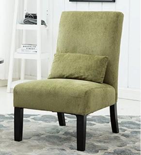 Roundhill Furniture Pisano Spring Green Fabric Armless Contemporary Accent Chair with Kidney Pillow, Single