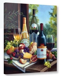 Charlton Home Still Life with Wines Graphic Art on Wrapped Canvas (CHLH7657_19567339) - 8" x 10" 