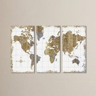 Willa Arlo Interiors 'Gilded Map' Graphic Art Print Multi-Piece Image on Canvas (WRLO7541_22808372)