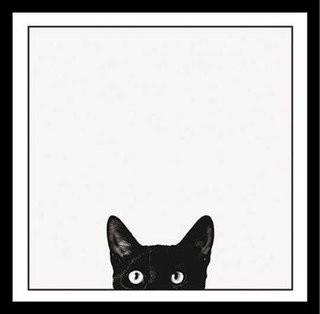 Latitude Run 'Curiosity Black Cat, Black and White Photograph of Kitty Kitten Peeking' Framed Graphic Art Print Poster (LRUN8048)