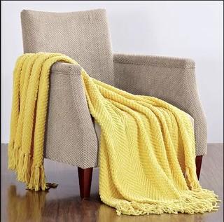 Mercury Row Darr Knitted Tweed Throw Blanket (MCRW3292_21301338) - Yellow