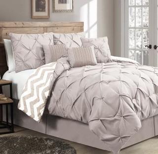 House of Hampton Germain 7 Piece Reversible Comforter Set (HOHN4390-1639767318000854) - Queen - Taupe