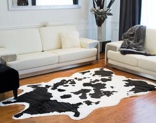 Luxe Black/White Cowhide Area Rug (LUUX1043)