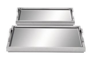 Cole & Grey Stainless Steel Mirror 2 Piece Vanity Tray Set (COGR9864)