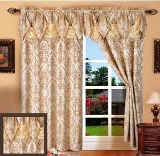 Penelopie One Panel w/Attached Valence - 54" x 84" & 18" Valence - Beige  - 4 Sets 