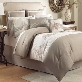 Croscill Home Fashions Seashore 4 Piece Comforter Set (ZM2238_13981017) - King - Beige Linen 