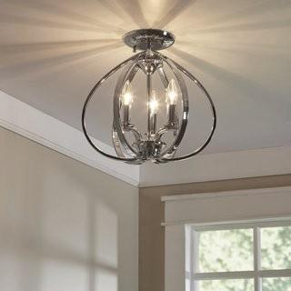 Latitude Run Edgebrooke 3-Light Semi-Flush Mount (LATR7106) - Polishe dNickel 