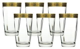 Three Star Im/Ex Inc. High Ball Glass with Versace Rim Decoration (THSS1006) - Set of 6