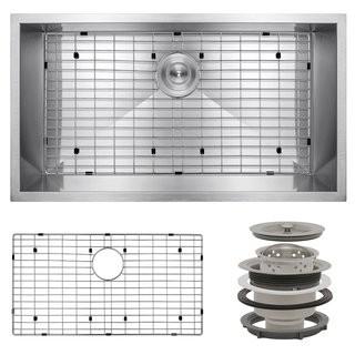 AKDY Handmade 32 x 18 Undermount Kitchen Sink with Drain Strainer and Dish Grid (AKDY1685)