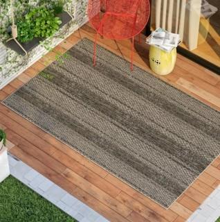 Mistana Myers Striped Gray/Black Indoor/Outdoor Area Rug (MTNA3749_22825396) - 5'3" x 7'7" 