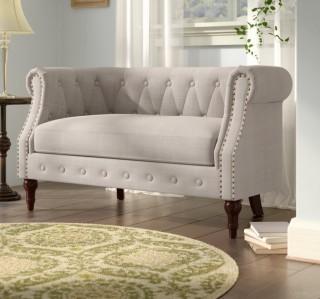 Alcott Hill Edmeston Chesterfield Loveseat (ALTH2722_23752819) - Beige 