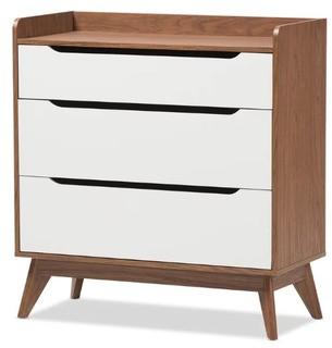 George Oliver Brydon 3 Drawer Storage Chest (GOLV1283) - Walnut / White 