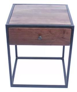 Gracie Oaks Bellagio Contemporary Iron and Wood 1 Drawer Nightstand (GRCS2661)