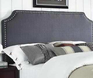 Mercury Row Luna Nail Trim Upholstered Panel Headboard (MCRR1775-1493811615215892) - Graphite - King 