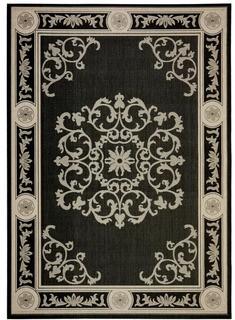 Astoria Grand Carsen Black & Sand Outdoor Area Rug (ASTG7334_20793549) - 5'3" x 7'7"