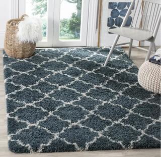 Charlton Home Melvin Modern Shag Blue/Beige Area Rug (CHRL8017_24680352) - 4' x 6' 