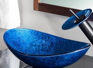 Novatto Azzurro Glass Vessel Bathroom Sink (NOVO1203)