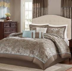 Madison Park - 7pc Queen Comforter Set - Elsa - Brown 