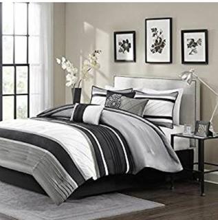 Madison Park - 7pc - Queen Comforter Set - MP10-948 - Blk / Wht