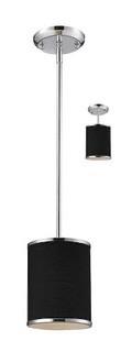 Z-Lite 168-6 Cameo 1 Light Mini Pendant With Black Shade Chrome