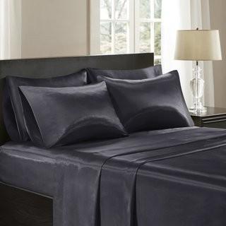 Madison Park Essentials Satin 227 Thread Count 6 Piece Sheet Set (JLB1046_6216100_25778079) - King - Purple