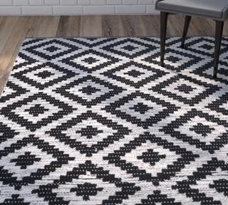 Wrought Studio Harlow Hand-Woven Black/Ivory Area Rug (VKGL8196_20657563) - 3' x 5' 