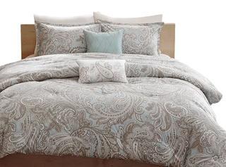 Three Posts Cedarvale 5 Piece Comforter Set (TRPT3926_24113031_24113033) - King - Patterned  - Blue