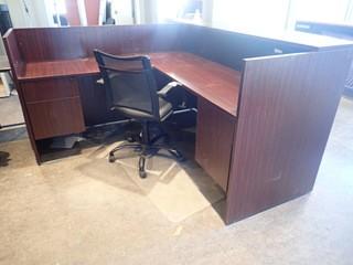 L-Shaped Reception Desk. **CANNOT BE REMOVED UNTIL MON. JUNE 04/18**