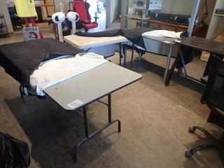 Lot of 2 Folding Tables and 2 Office Tables. **CANNOT BE REMOVED UNTIL MON. JUNE 04/18**