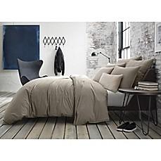 KENNETH COLE NEW YORK ESCAPE PINSTRIPED REVERSIBLE KING DUVET COVER IN TAUPE
