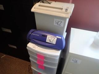 Lot of Asst. Office Supplies, GBC Laminator and Paper Shredder.