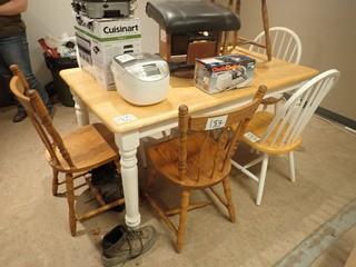 Lot of Kitchen Table, 7 Chairs and Ottoman.