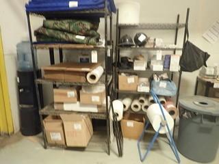 Lot of Asst. Shipping and Cleaning Supplies, Packing Blankets, PPE, etc.