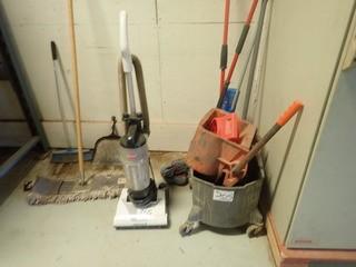 Lot of Bissell Upright Vacuum and Mop Pail.