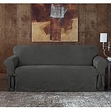 SURE FIT(R) DESIGNER SUEDED TWILL SOFA SLIPCOVER IN GREY                                            