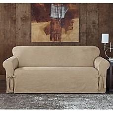 SURE FIT(R) DESIGNER SUEDED TWILL SOFA SLIPCOVER IN TAUPE                                           