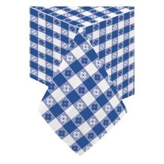 Hoffmaster 220671 Tissue/Poly Tablecover, 3 Ply, 108-Inch Length x 54-Inch Width, Navy Gingham (Case of 25)