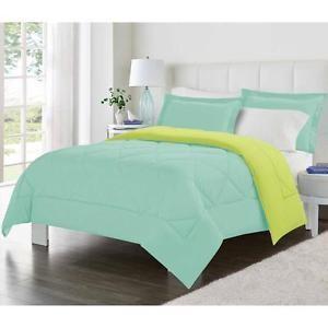 Reversible Down Alternative King Comforter and Shams 3-piece Set (Aqua/Lime)