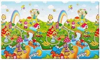 Dwinguler Non toxic Double sided playmat / Baby Toddler Kids Children Soft Play Mat / Safe Crawling Mat - Dinoland (Large)