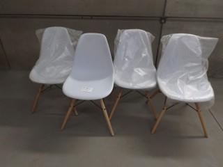 Set Of (4) Plastic White Dining Chairs