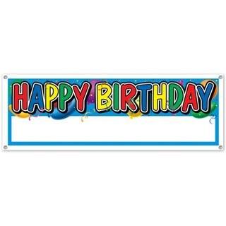 Beistle 50187 Happy Birthday Sign Banner, 5-Feet by 21-Inch