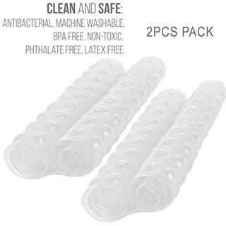 Dr. Health Anti-Bacterial Anti-Slip-Resistant Bath Room Shower Bathtub Bath Mat, 16" W x 39" L, Extra Long (Clear 2PCS)