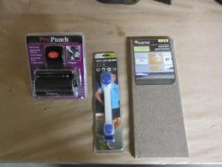 Safety Lightarm Band, Pro Punch Desktop-Two Hole Punch, Quart Bulletin Board & Assorted Misc Items