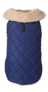 Fab Dog Quilted Shearling Dog Jacket, Navy, 22-Inch Length