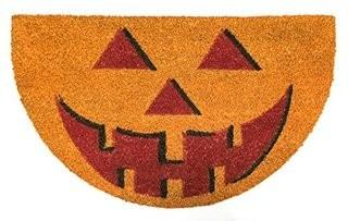 J & M Home Fashions Halloween Jack O Lantern Die Cut Vinyl Back Coco Doormat, 18"x 30"