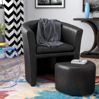 Ebern Designs Cordie Barrel Chair - Black (EBND7264_22985016)