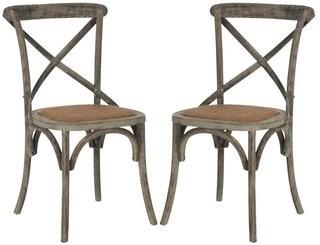 August Grove Essie Cross Back Side Chair - Distressed Colonial Walnut - set of 2(ATGR1632_15480609)