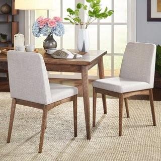 Langley Street Lydia Dining Chair (LGLY6101) - Walnut/Grey - Set of 2