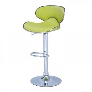 Adeco Lime green Cushioned Leatherette Adjustable Barstool Chair, Curved Back, Chrome Finish Pedestal Base (Set of Two), lemon Green